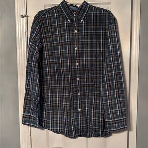 Chaps Easy Care Long Sleeve Green & Blue Plaid Shirt